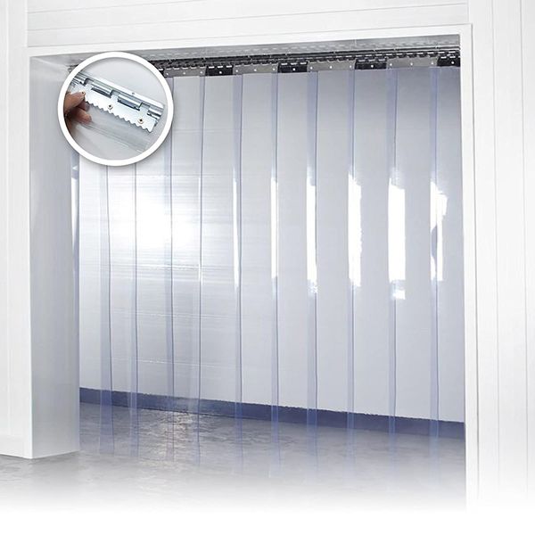 Cortina de la puerta a prueba de viento PVC Air acondicionamiento transparente Cortina suave Decoración de la tira colgante Pantalla de calor interior al aire libre