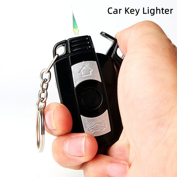 Coupe-vent LED voiture vert flamme Jet briquet torche butane gaz allume-cigare porte-clés cigarette tuyau briquet en gros nouveaux hommes cadeau