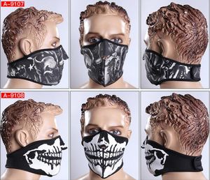 Masque facial en néoprène coupe-vent, demi-masques de sport, moto, vélo, Ski, Snowboard, cyclisme, crâne, capuche tactique camouflage