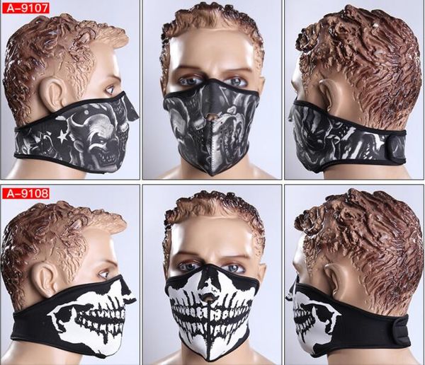 Máscara facial de neopreno a prueba de viento, medias máscaras deportivas, motocicleta, bicicleta, esquí, Snowboard, ciclismo, máscaras faciales de calavera, capucha táctica de camuflaje