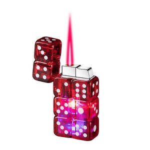 Encendedor de llama roja a prueba de viento, dados brillantes, transparente, sin Gas, soplete de butano, accesorios para fumar inflados, Gadgets M661