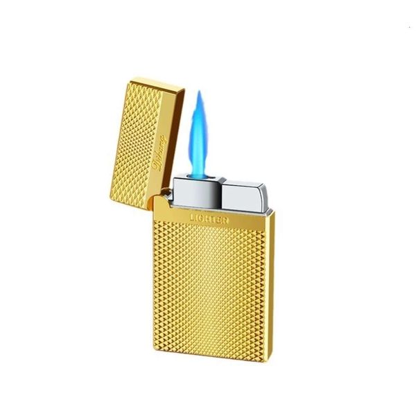 Allanales a prueba de viento Butano recargable Rellable Azul Gold Metal Gold sin Gas Lighter de China Factory Diseño único de calidad superior