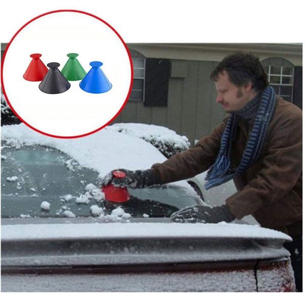 Cône de pare-brise neige fenêtre lanceur glace magique multifonctionnel grattoir dissolvant entonnoir de voiture ménage nettoyage outils en forme VT19 Wfsne