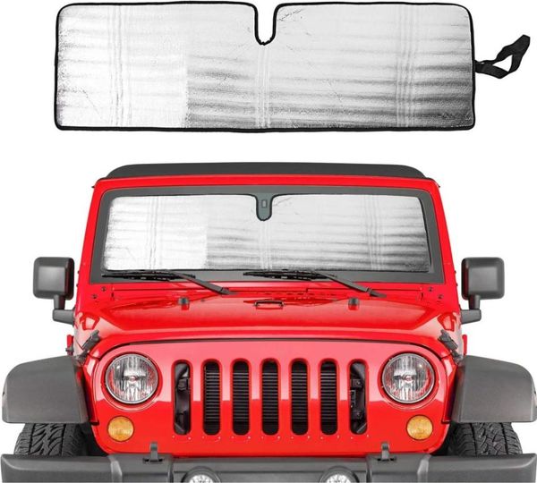 Obelle de soleil de pare-brise pour 19972018 Jeep Wrangler TJ JK JKU Sunshades Bouclier thermique en aluminium Triple Structure stratifiée 4726241