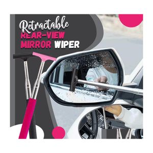 Windshield Wipers 1Pcs Portable Retractable Rearview Mirror Wiper Quickly Wipe Water Mist And Dirt For Glass Cleaning Tool Drop Deli Dh2Ju