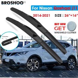 Essuie-glaces Balai d'essuie-glace de voiture pour Nissan Qashqai j11 26"+16" 2014-2021 Balais d'essuie-glace de pare-brise Lavage de fenêtre Fit Bras de crochet en U Q231107