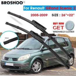 Essuie-glaces Balai d'essuie-glace de voiture pour Renault GRAND Scenic 2 26"+22" 2005-2009 Balais d'essuie-glace automatiques pour pare-brise Lavage de vitres Bras de crochet Q231109