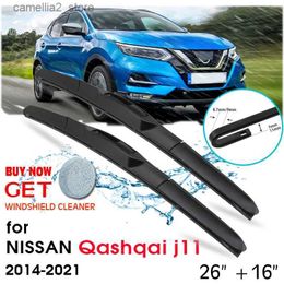 Tergicristalli per auto Spazzole tergicristallo per finestrini Parabrezza Spazzole per tergicristalli Accessori per Nissan Qashqai J11 26''+16'' 2014-2021 adatta per braccio con gancio a U Q231107