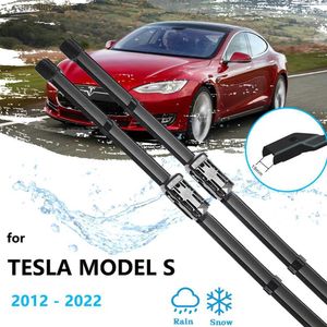 Limpadores de pára-brisa para Tesla Model S 2012 ~ 2022 Lâminas de limpador dianteiras Escovas Cortador Acessórios LHD RHD Janela Pára-brisa Borracha Universal 28 + 18 Q231107