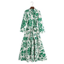 Windy Summer Robe en popeline verte pour femme