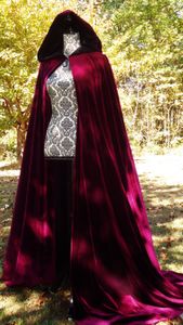 Cape à capuche en velours noir vin pour adulte, longue qualité, manteau d'halloween de mariage, Costume Wicca Robe319Z