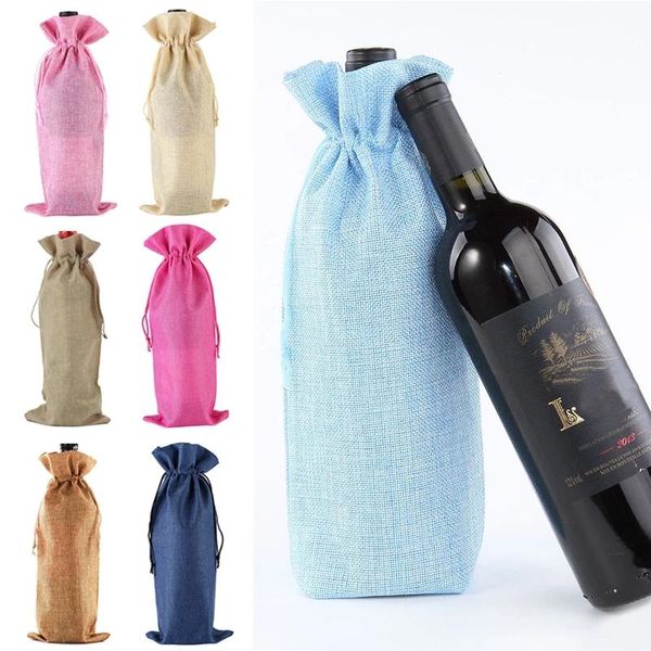 Sacs d'emballage cadeau pour bouteilles de vin, couverture pour bouteilles de Champagne multicolores, porte-cordon, sac d'emballage de vin RRD39