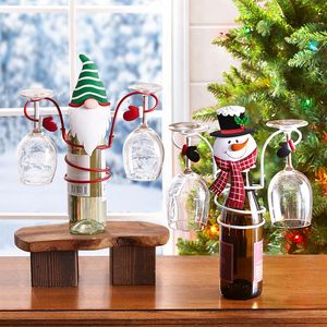 Wijnfleshouders Glazen rek Kerstdecoratie voor thuisorganisator Desktopplanken Sneeuwman Xmas Gift Jaar 220509
