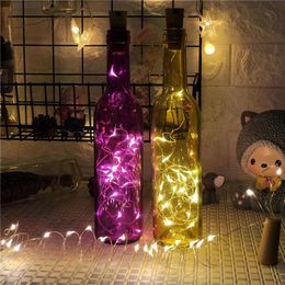 Wijnflessen LED -snaren kurkvorm zilveren draad kleurrijke sprookje mini snaar lichten diy feest decor kerst Halloween bruiloft crestech