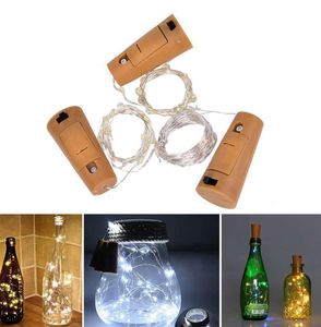Wine Bottle Lights Strings Cork 2M 20 LED Batterijreeksen Bediening Koperdraad Fairy String Licht voor DIY Party Christmas Wedding 9996165