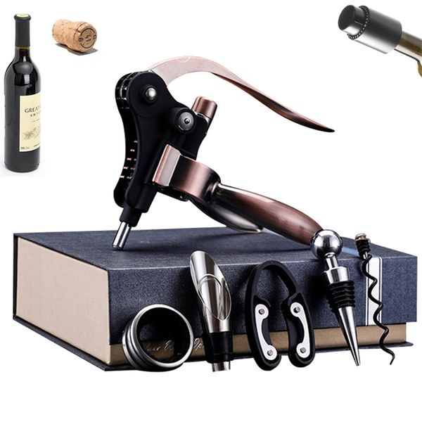 Ouvre-bouteille de vin Set Ouvre-bouteille avec bouchon Tire-bouchon de vin rouge Multifonctionnel Lapin Ouvre-bouteilles Kit d'outils Boîte-cadeau Accessoire 210817