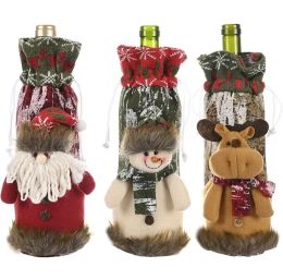 Bouteille de vin Sacs de couverture rouge Joyeux décoration Holiday Home Party Santa Claus Christmas Emballage Nouveau 2024