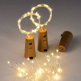 Luces de cuerdas de botella de vino Cork 20 LED Batería de hadas Fairy String Lights Mini Copper Bottle Lights Decoración de la fiesta de bricolaje Día de San Valentín Usalight