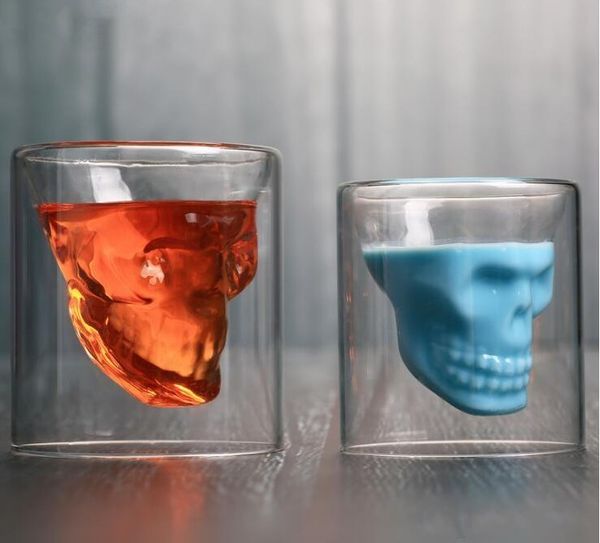 Copa de vino Skull Glass Shot Cerveza Whisky Decoración de Halloween Fiesta creativa Vasos transparentes Vasos para beber Copas de 25ML