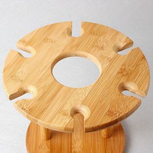 Porte-verre à vin Supports de séchage pour verre à vin de table en bois Camping pour 6 verres et 1 bouteille de vin Promotion