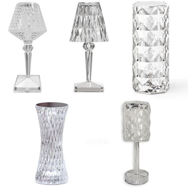 Verre à vin rose rgb Crystal Table Lampe créative LED Diamond Desk Lampe de bureau rechargeable Courtige tactile de chevet Crystal lampe nordique