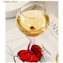 Verres à vin 1 joli verre à vin rouge avec une base en forme de cœur avec un verre sec torsadé rose 300 ml verre 10 oz L240323