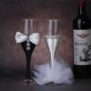 Verres à vin 1 paire de verres à champagne de vin rouge de luxe de style couple chinois cadeaux de mariage vin couple sous-verres de mariage fournitures de fête L240323