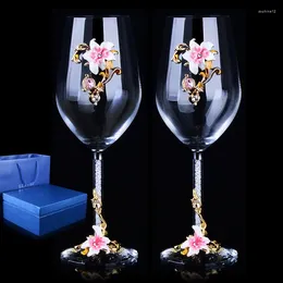 Lunes à vin 1 par De Copos Vidro Cristal Esmaltados Europeus Alta Qualidade Vinho Tinto com Diamante Présentation Casamento