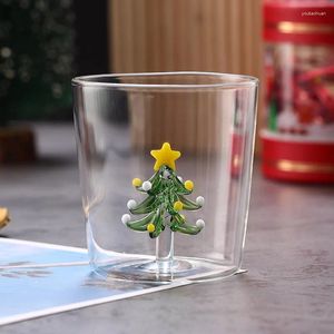 Verres à vin 1 pc 300 ml 10oz créatif 3d thème de Noël à eau café tasse de verre de verre pour les filles
