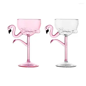 Wijnglazen 1 stuk 200 ml/6oz Elegant Clear Pink Flamingo STEM GOBLET GLAS Champagne Coupe Martini Cocktail Cup voor barfeestje