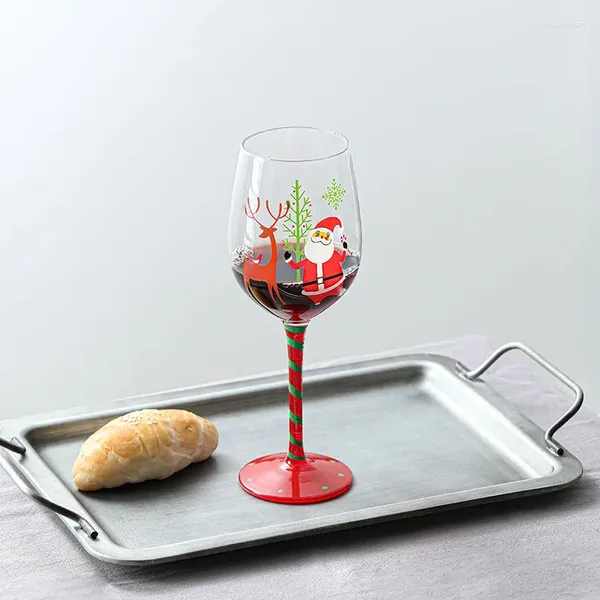 Verres à vin 1 pièce 445ml/15oz, tasse élégante à thème de noël, gobelet en cristal peint à la main pour fête à domicile, Bar Restaurant
