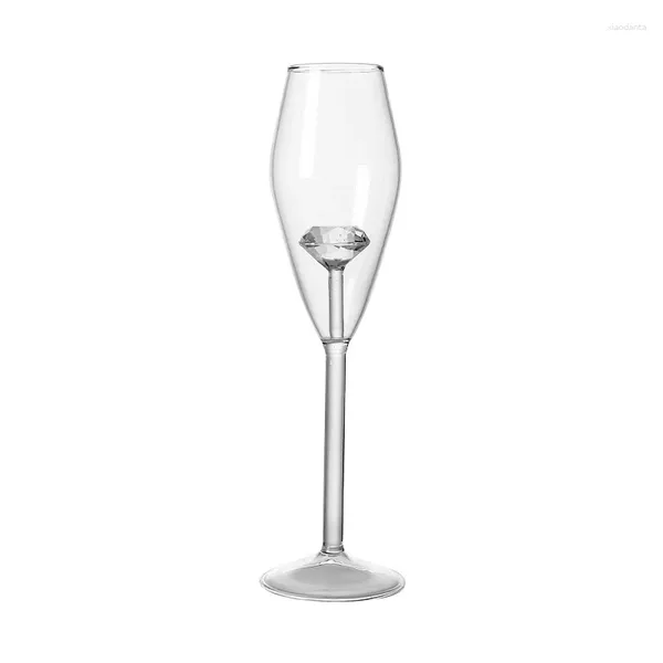 Verres à vin 1 pièce créatif 3D diamant clair Rose Rose rouge fleur gobelets intégrés flûte à Champagne ménage beau cadeau 220 ml tasse en verre