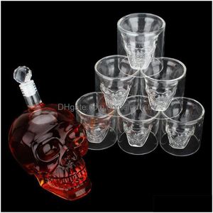 Wijnglazen 1 Set Glass Skl Head Cup wodka whisky thee drinkflesje Decanter met 6 221110 drop levering home tuin keuken din dhknm
