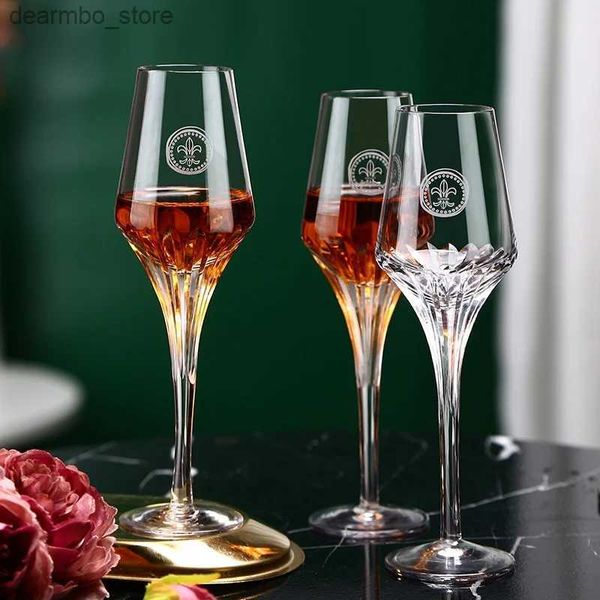 Casas de vino 100 ml Luxury Retro Retro Lasses Crystal Lass Whisky Cup Campeón transparente Oblet Weddin Party Lass Ift Box set l49