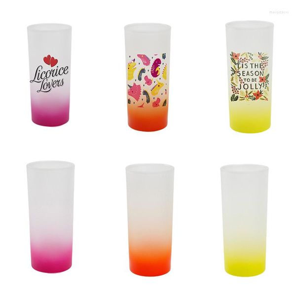 Verres à vin 10oz, gobelet en verre dégradé par Sublimation, tasses à café givrées, bouteille de boisson personnalisée Portable pour fête de mariage