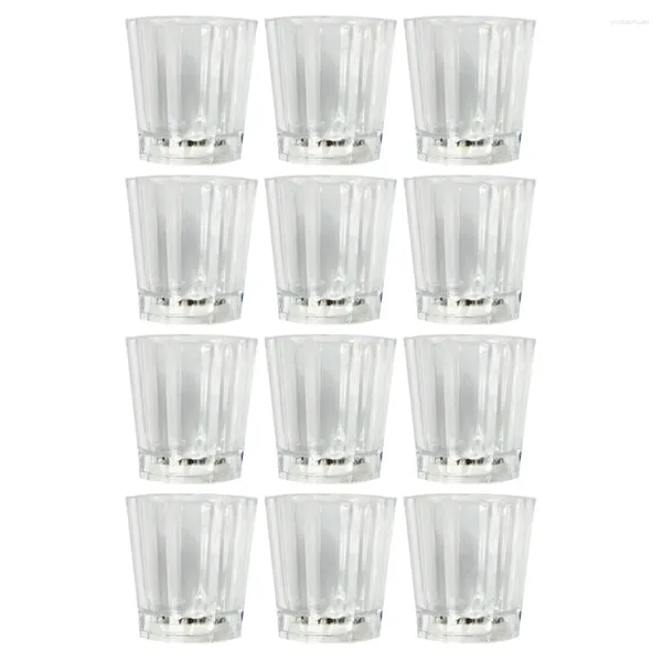 Verres à vin 12 pièces lentille lumineuse octogonale tasse enfant verre néon lueur tasses métal lumière fête faveurs enfants S