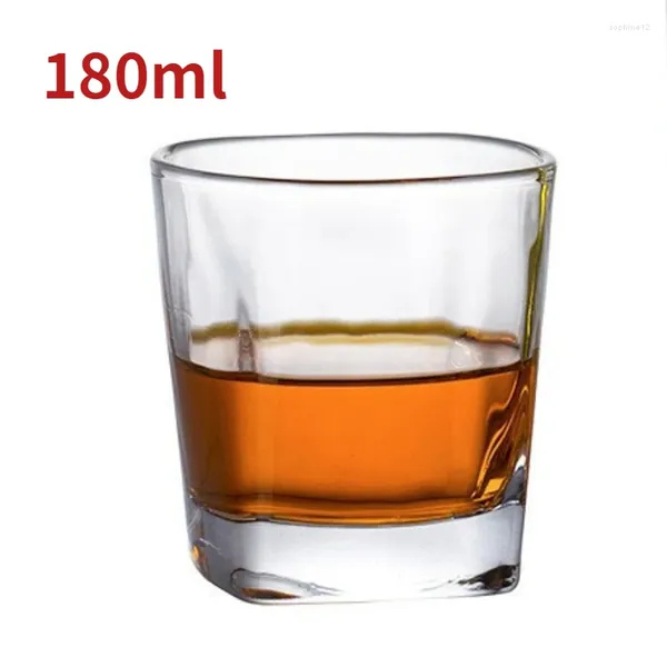 Verres à vin 180 ml de boisson épaissie de verre carré en verre ménage maison transparente à eau transparente tasse de bière