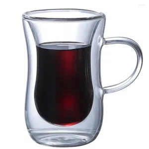 Wijnglazen 1 Pc 80 Ml Transparante Glazen Beker Met Handvat Dubbele Wanden Melk Thee Sap Koffiemokken Hittebestendige kopjes Drinkware