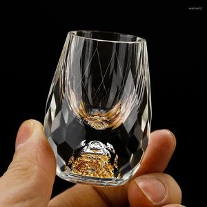Verres à vin 1PC CRIREAU CRISTAL S GLASSE 15 ML MINI MINI CUPS DE WHISKY HARD TUPS DOUBLE BOIND BOTT GOLD FOIL TEA TEP