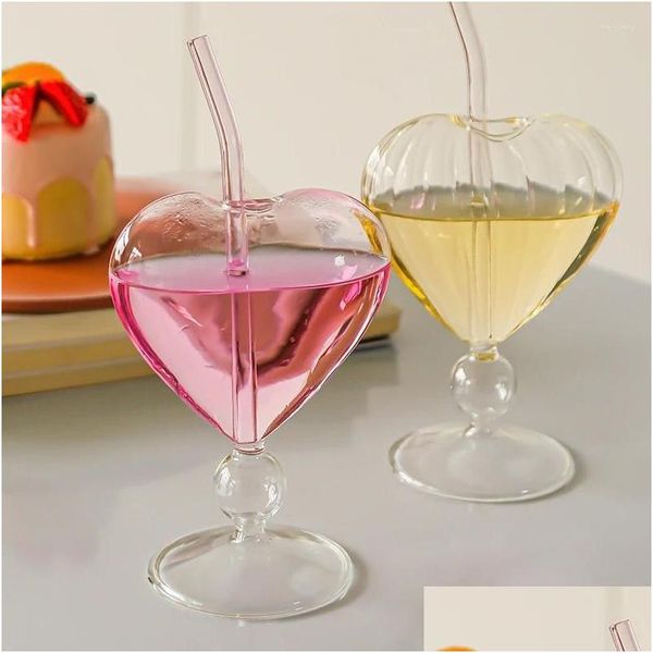 Verres à vin 1pc créatif bel verre à eau en tasse en forme de cœur avec ste club club docware décoration gouttes livraison de la maison g dhebn