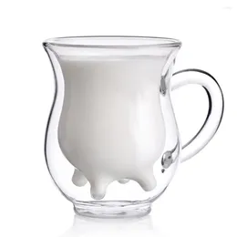 Wijnglazen 1 Pc Leuke Koe Dubbellaags Geïsoleerd Glazen Mok Melk Sap Koffie Drinken Thee Kopjes 250 Ml Creamer cup Drinkware Met Handvat