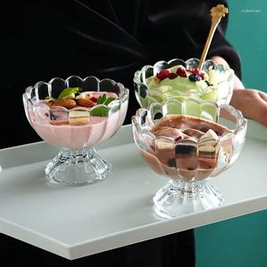 Casas de vino 1pc Cazas de postres de vidrio con cuchara Simple Simple GoBlet Ice Cream Tazón Fruta Taza fría Bebida fría ensalada