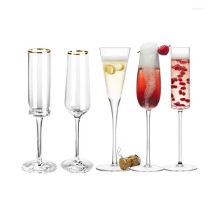 Wijnglazen 1 stks gouden trim champagne fluit cocktail elegant ontworpen handgeblazen lood gratis cups
