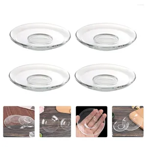 Wijnglazen 2/4 stks bord glasglas schotel thee Cup Saucers Bowl -borden Mini Saucer Serveer voorgerecht Snack Dessert Derees Kleine koffiesalade mok