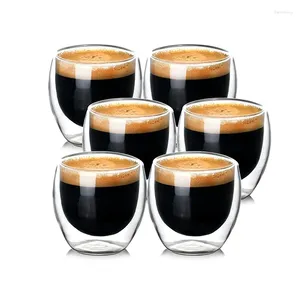 Verres à vin 2-6 pièces 80ml Double couche tasse en verre isolé haute teneur en Borosilicate café lait tasse thé Restaurant ménage Drinkware cadeau