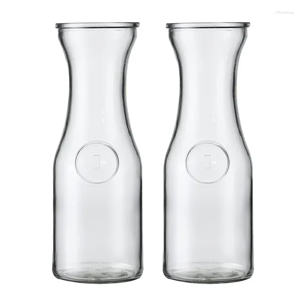 Verres à vin 2 carafes en verre avec couvercles acryliques 35 oz de jus de pichet d'eau pour brunch mimosa bar boisson glacée thé