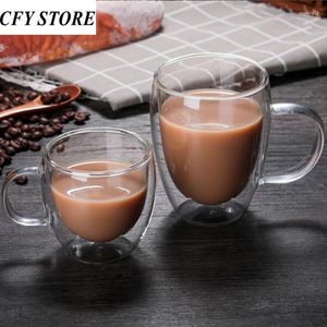 Verres à vin 2 pcs double mur à chaleur résistante en verre transparent tasse de café set lait whisky bière cocktail vodka drinkware tobe