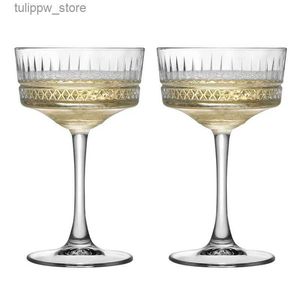 Verres à vin 2 pièces Elysia Martini verres à Cocktail Vintage sculpté verres à pied cristal verre à vin fête Champagne coupe Sherry vin gobelet en gros L240323