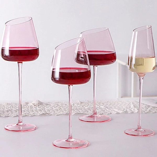 Verres à vin 2 pièces Flamingo rose doré 500 ml salle à manger française Champagne verre rouge Art gros ventre dégustation fête Cocktail biseau gobelet