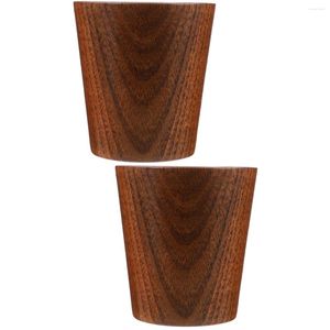 Copas de vino 2 PCS Azufaifa Taza de madera Estilo japonés Retro Agua Beber Té doméstico para hombre Mujer